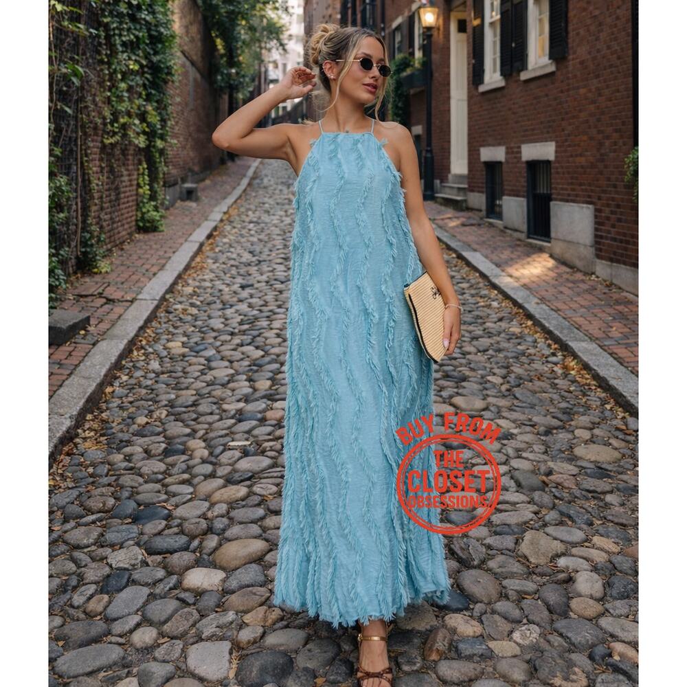 ZARA Textured Halter Neck Maxi Dress NWT - Picture 10 of 16